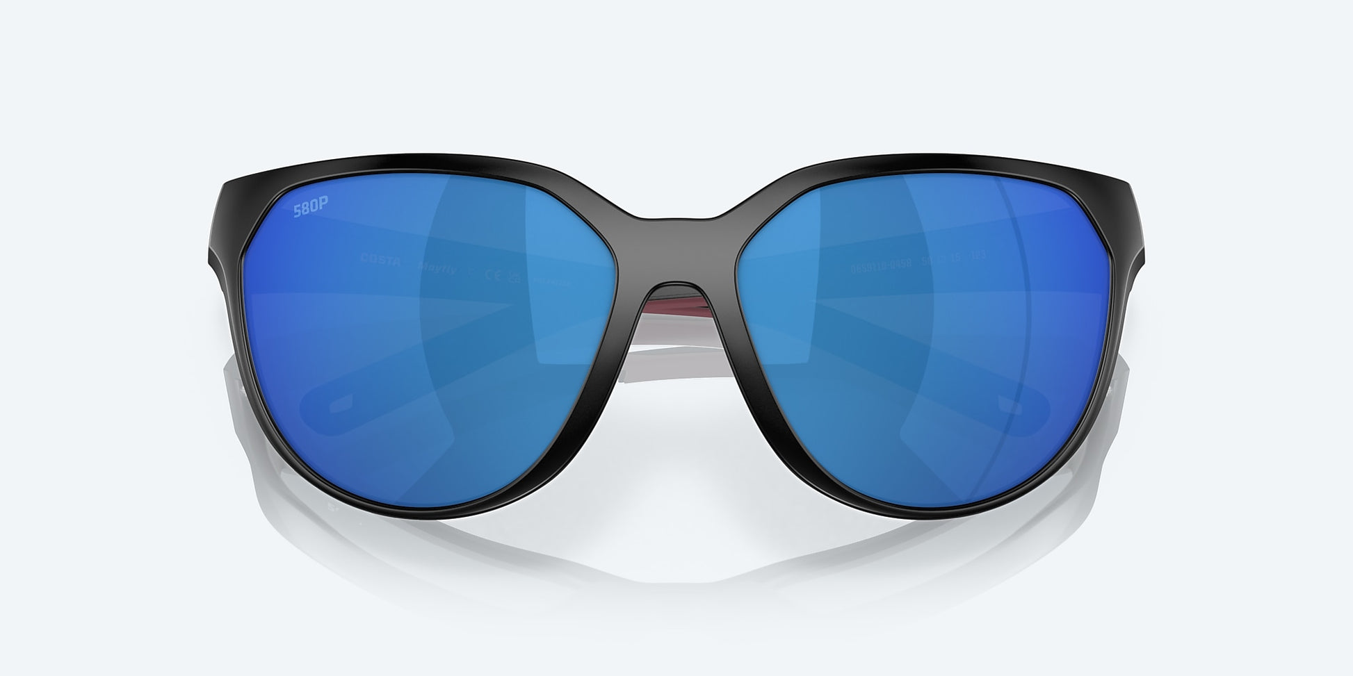 [Blue Mirror Polarized Polycarbonate Lenses, Matte Black Frame]