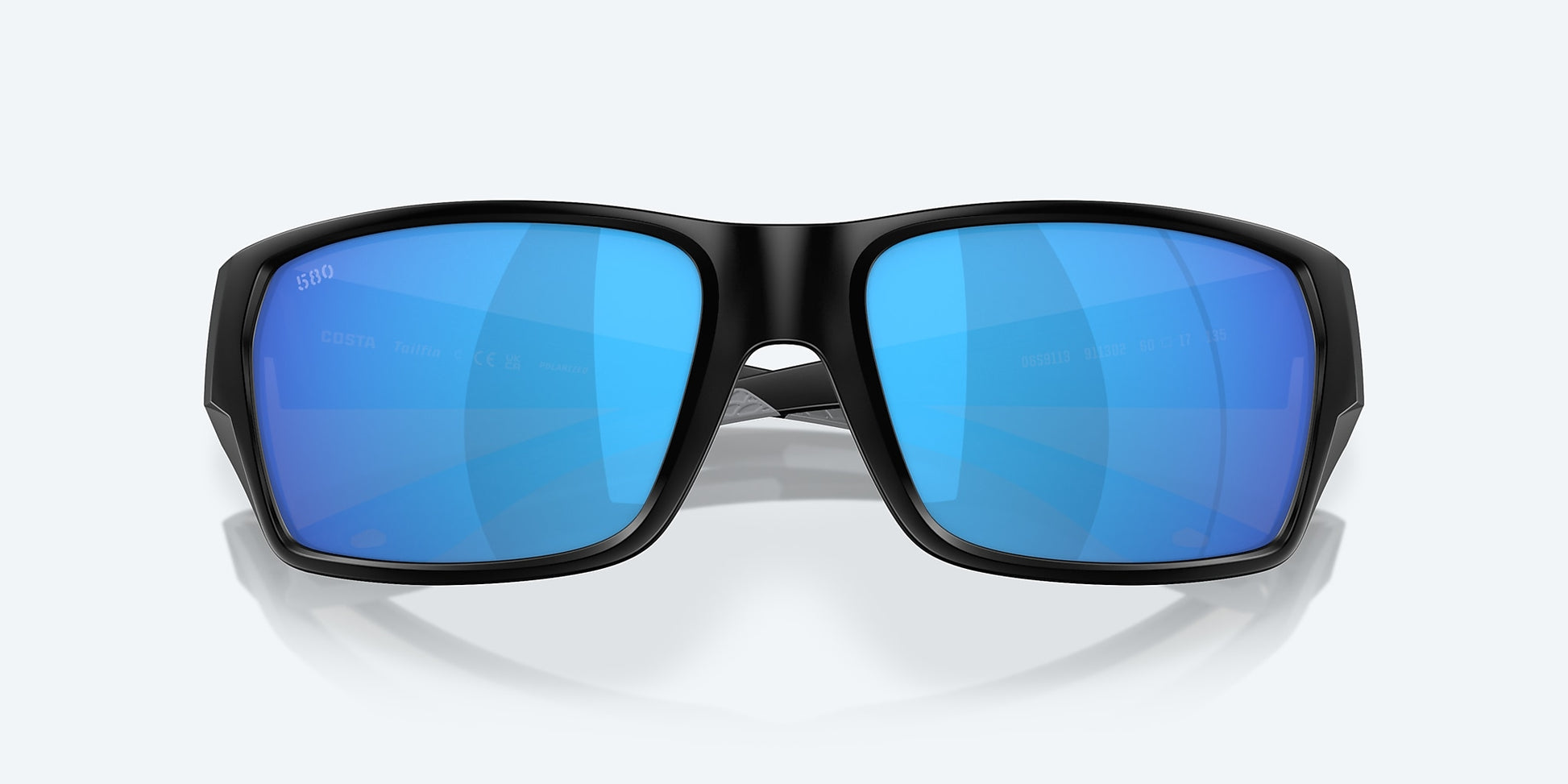 [Blue Mirror Polarized Glass Lenses, Matte Black Frame]