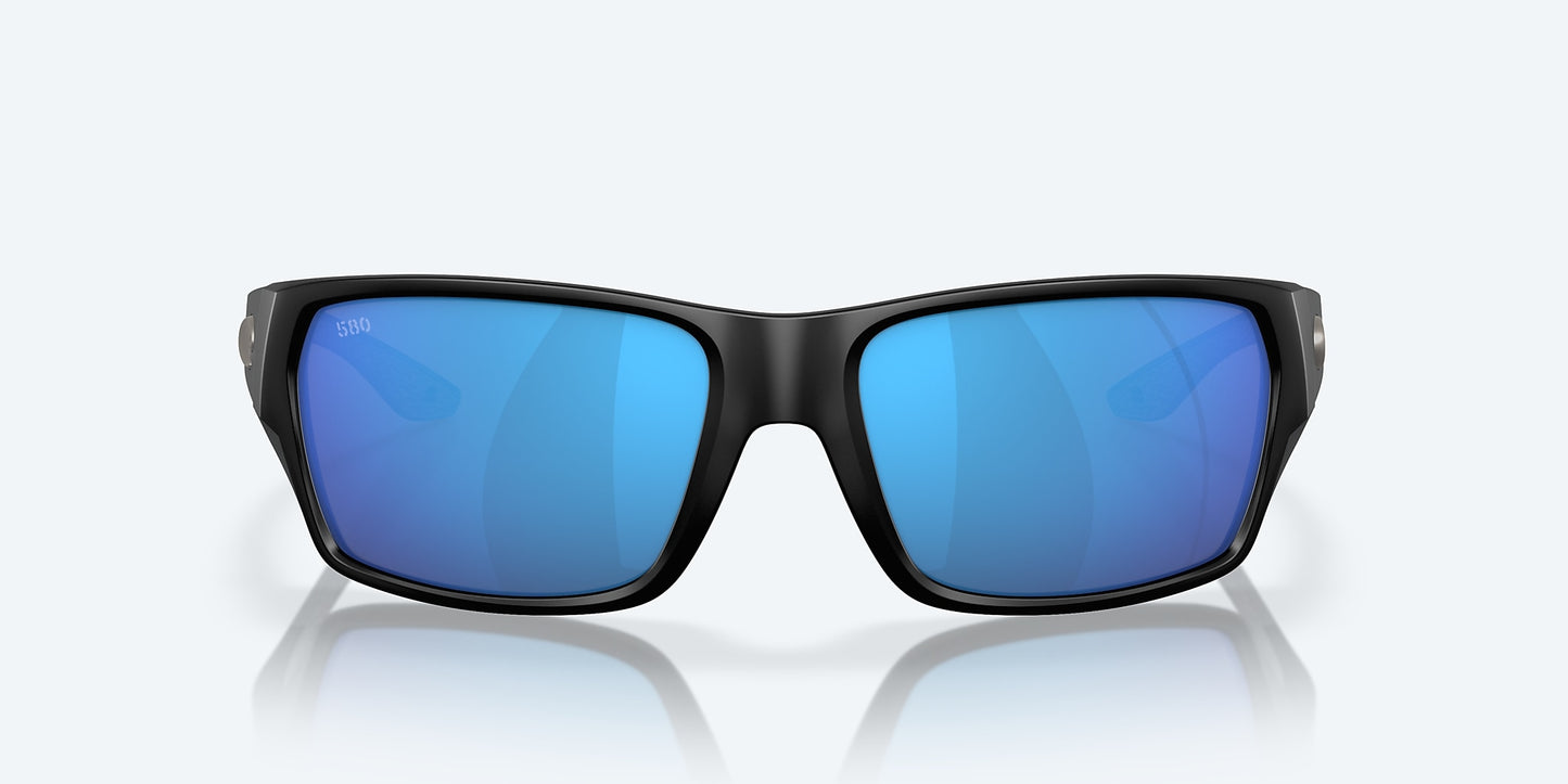 [Blue Mirror Polarized Glass Lenses, Matte Black Frame]