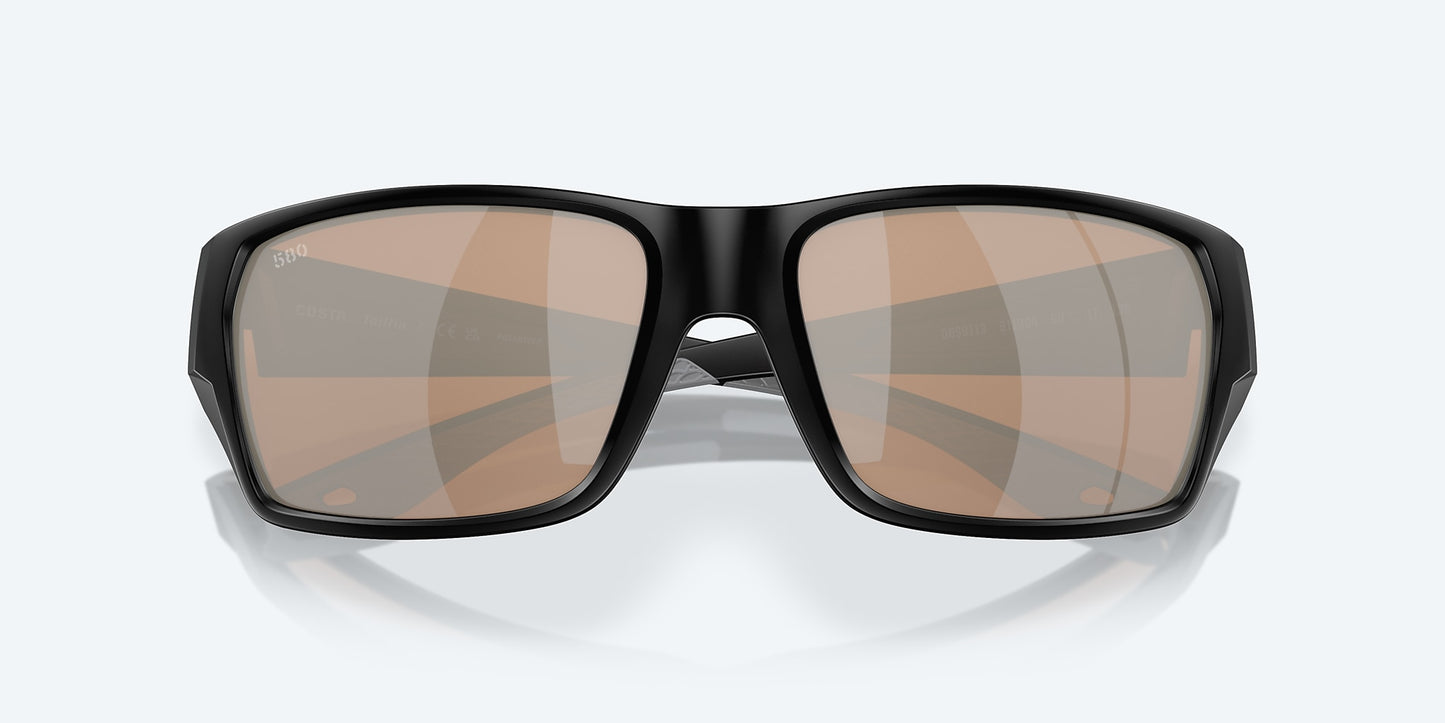[Copper Silver Mirror Polarized Glass Lenses, Matte Black Frame]
