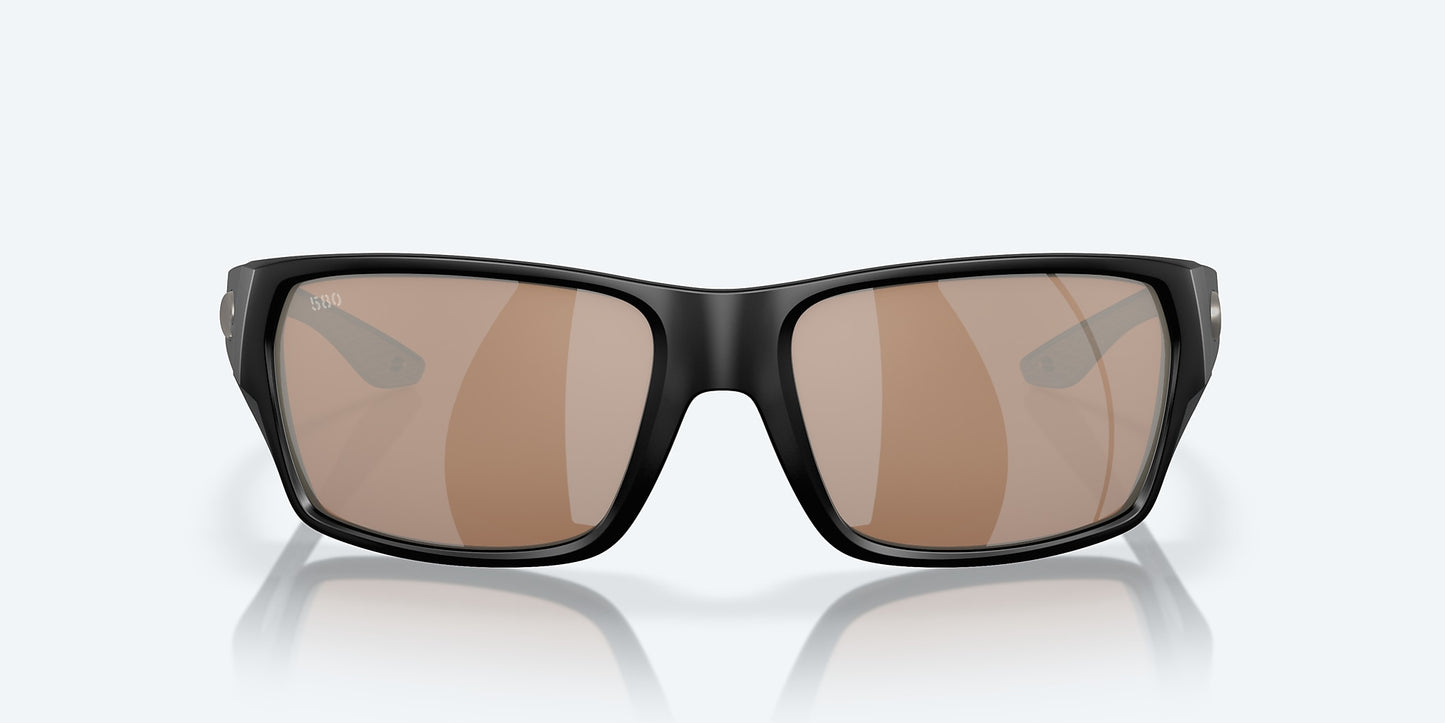 [Copper Silver Mirror Polarized Glass Lenses, Matte Black Frame]