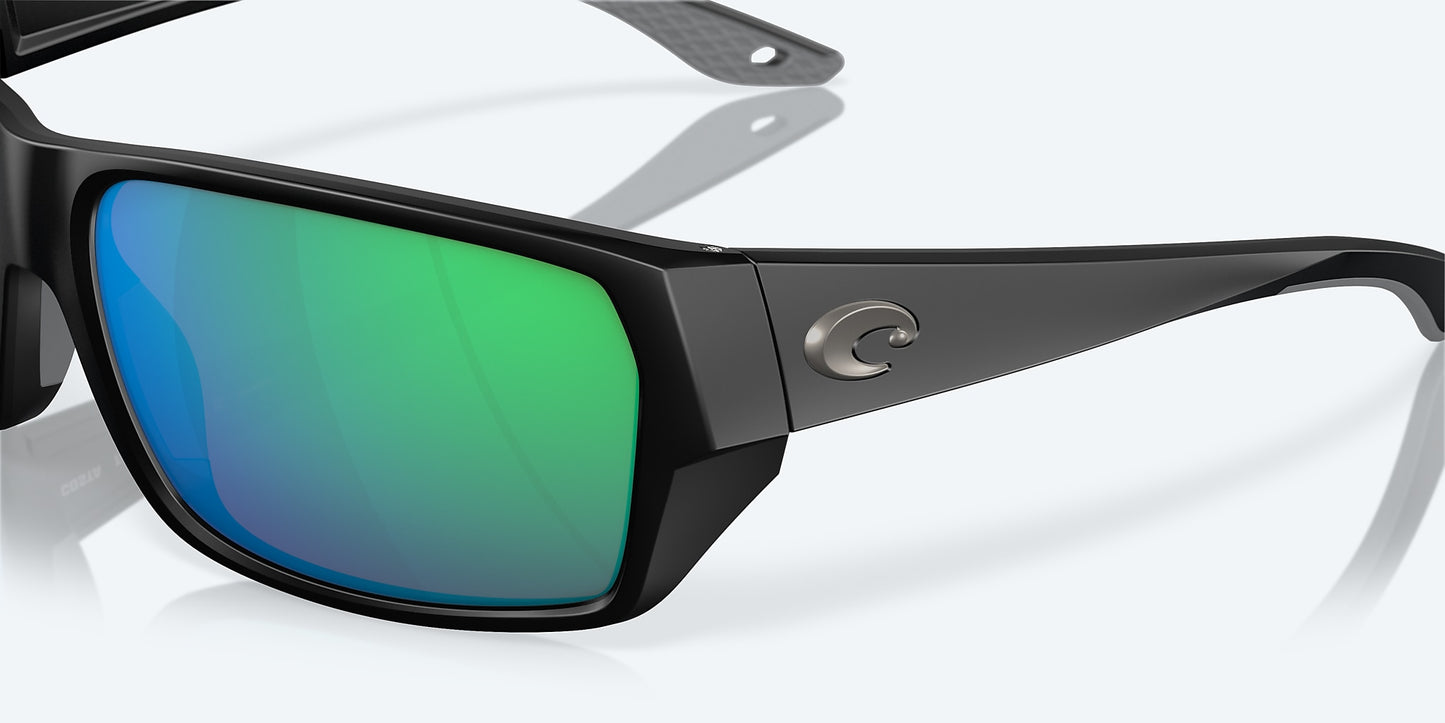 [Green Mirror Polarized Polycarbonate Lenses, Matte Black Frame]
