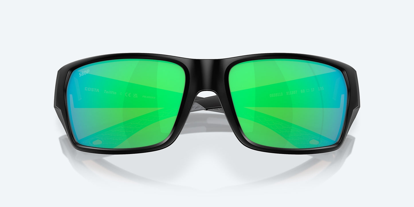 [Green Mirror Polarized Polycarbonate Lenses, Matte Black Frame]