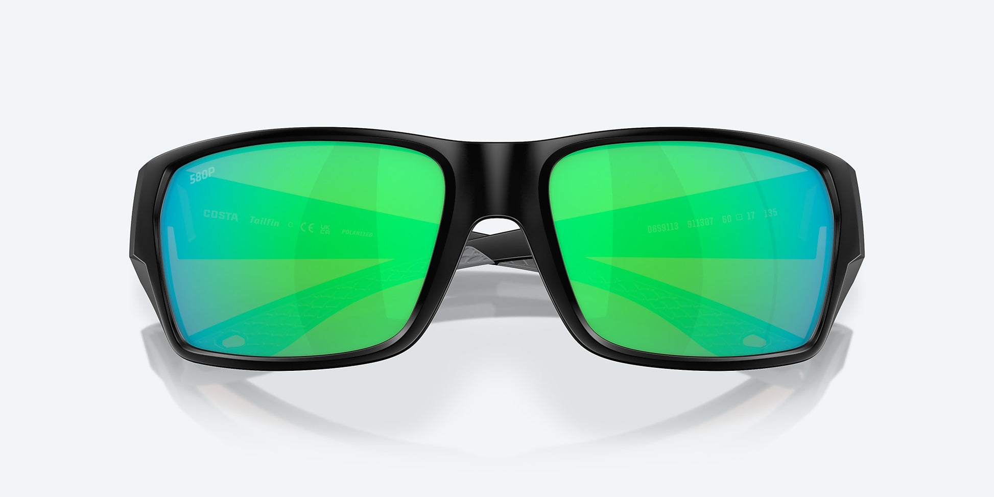 [Green Mirror Polarized Polycarbonate Lenses, Matte Black Frame]