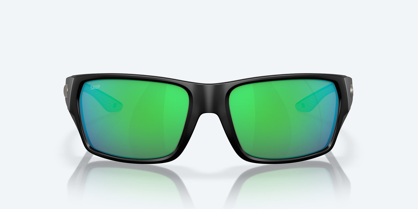 [Green Mirror Polarized Polycarbonate Lenses, Matte Black Frame]