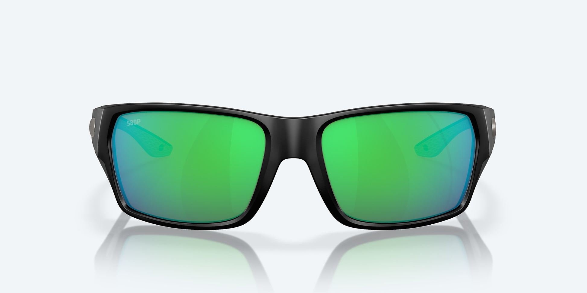 [Green Mirror Polarized Polycarbonate Lenses, Matte Black Frame]