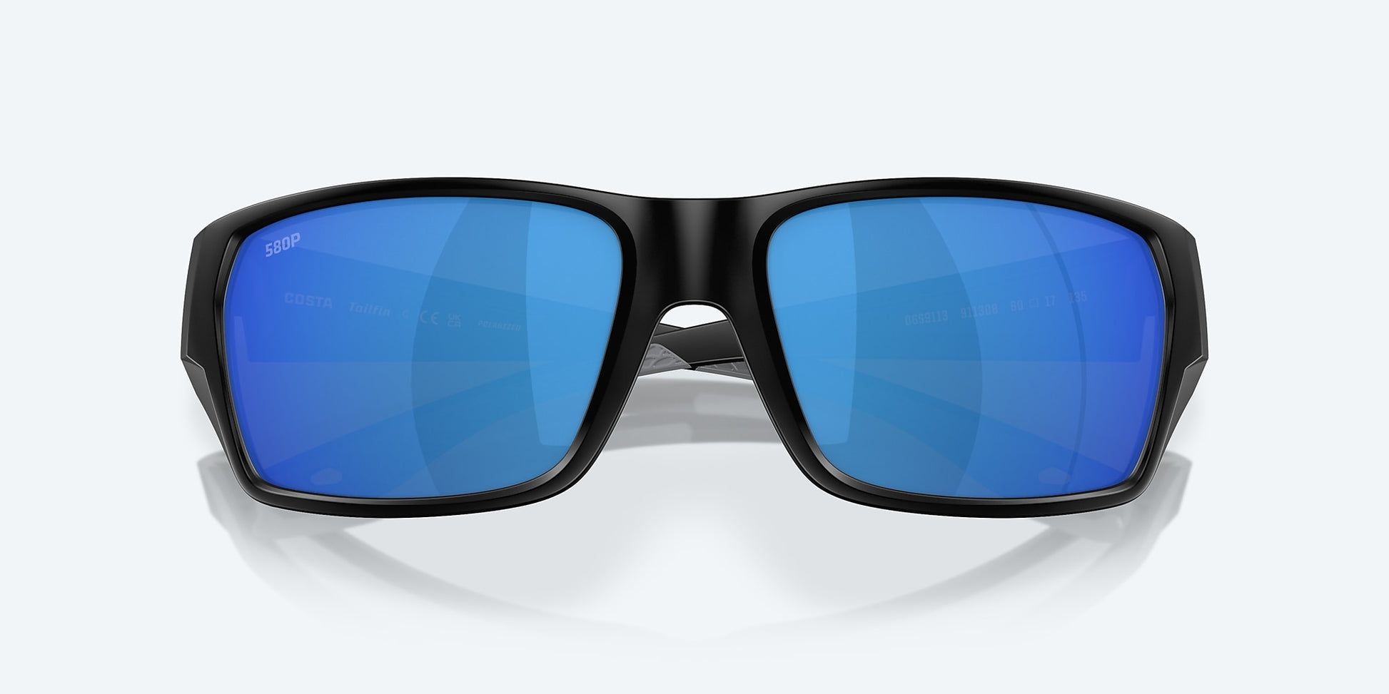 [Blue Mirror Polarized Polycarbonate Lenses, Matte Black Frame]