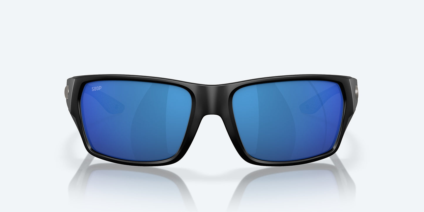 [Blue Mirror Polarized Polycarbonate Lenses, Matte Black Frame]