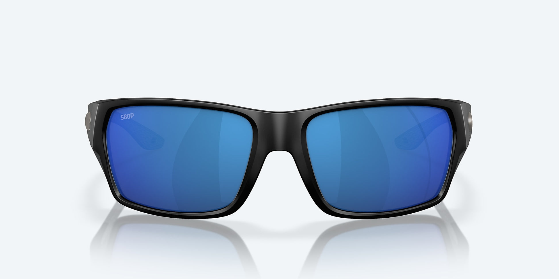 [Blue Mirror Polarized Polycarbonate Lenses, Matte Black Frame]