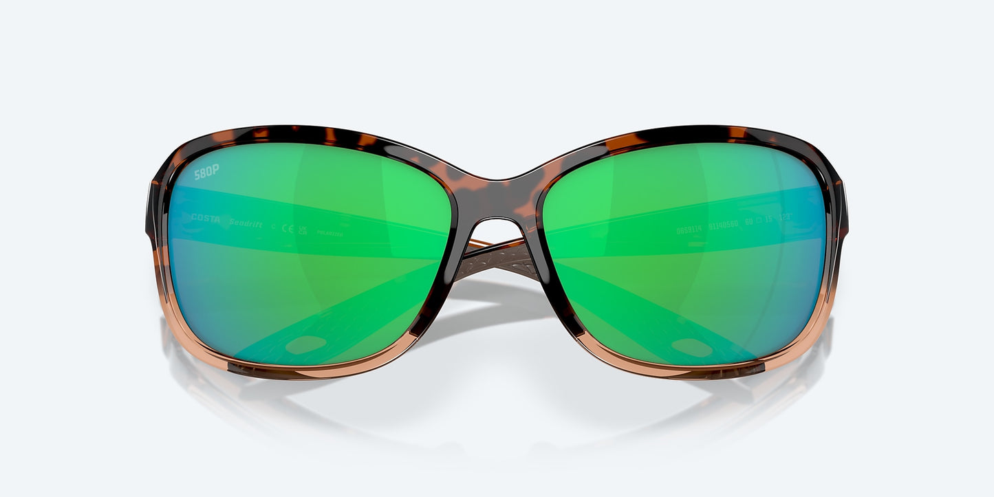 [Green Mirror Polarized Polycarbonate Lenses, Shiny Tortoise Fade Frame]