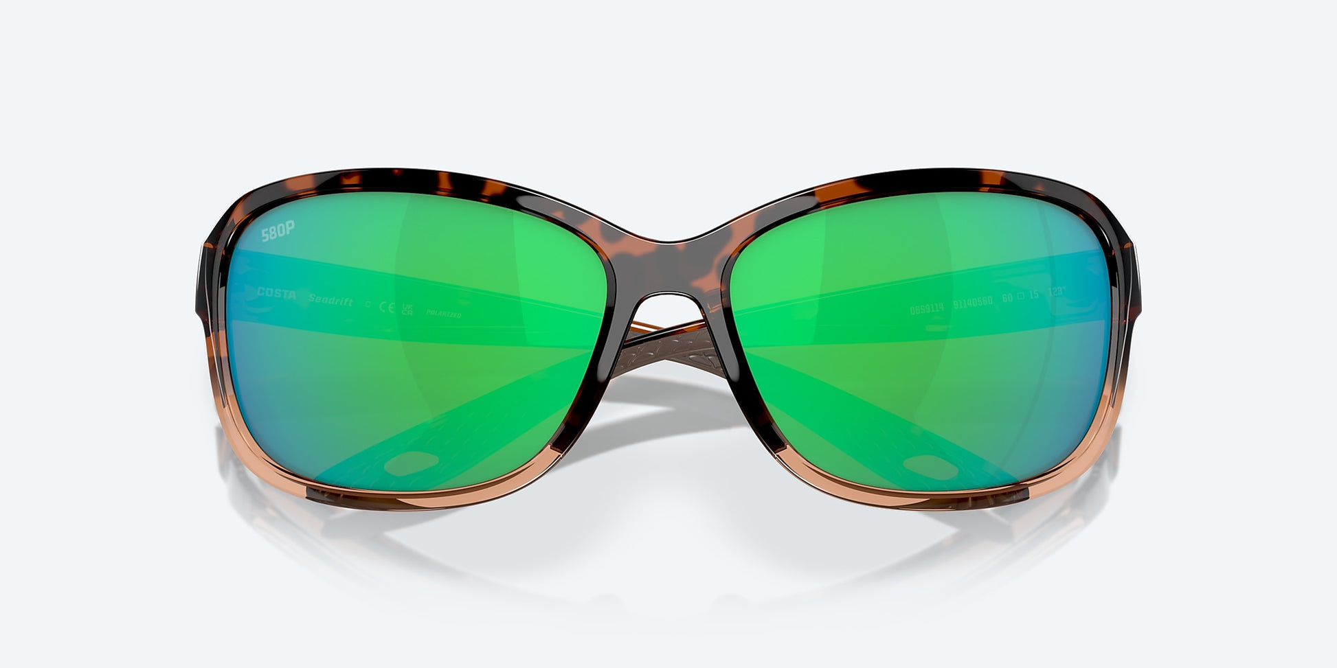 [Green Mirror Polarized Polycarbonate Lenses, Shiny Tortoise Fade Frame]