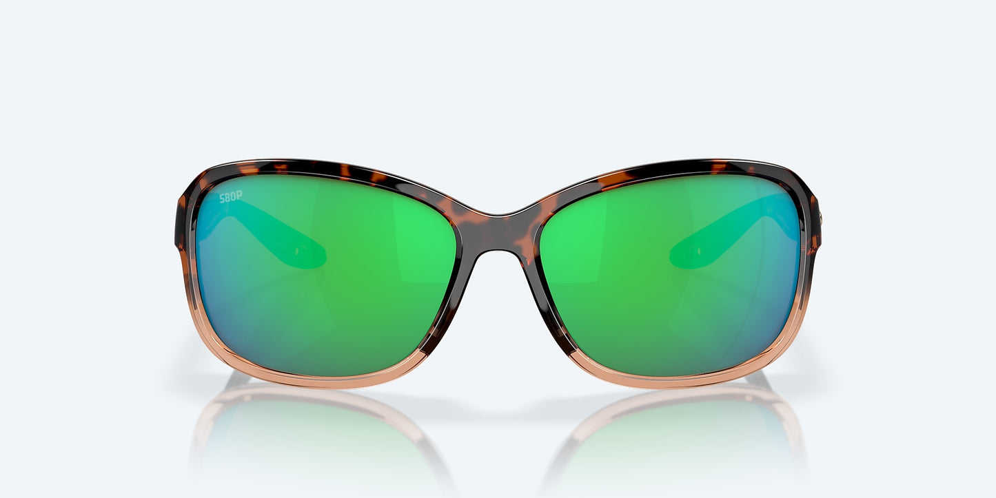 [Green Mirror Polarized Polycarbonate Lenses, Shiny Tortoise Fade Frame]