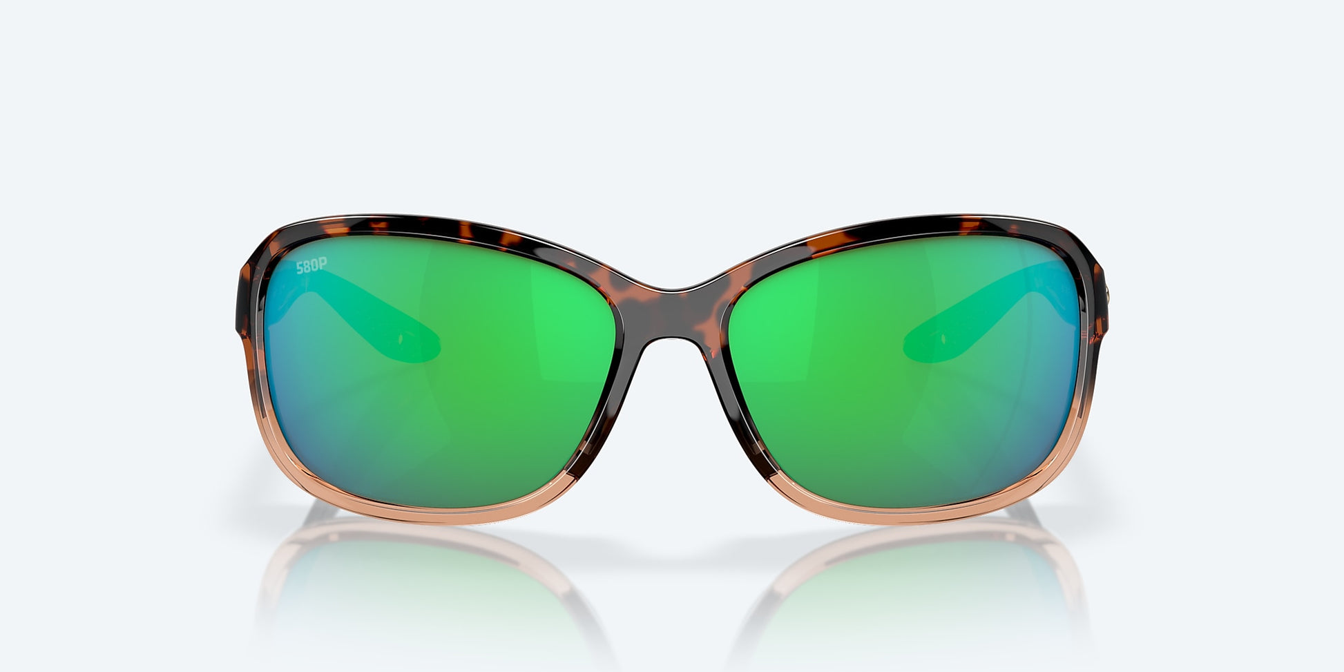 [Green Mirror Polarized Polycarbonate Lenses, Shiny Tortoise Fade Frame]