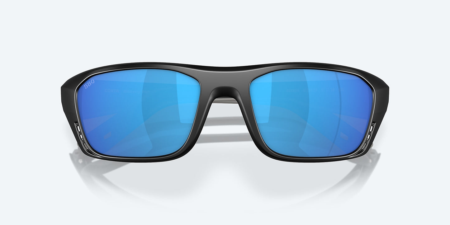 [Blue Mirror Polarized Glass Lenses, Matte Black Frame]