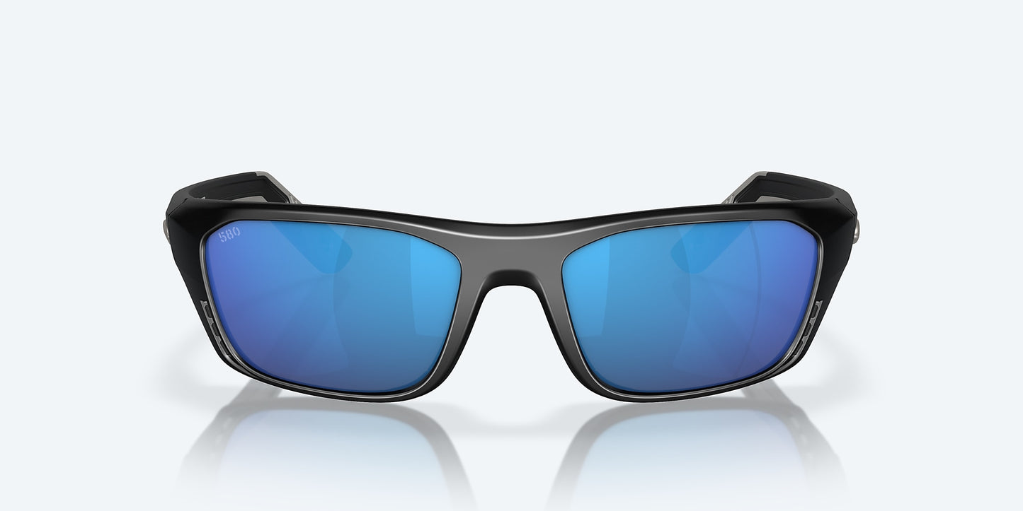 [Blue Mirror Polarized Glass Lenses, Matte Black Frame]
