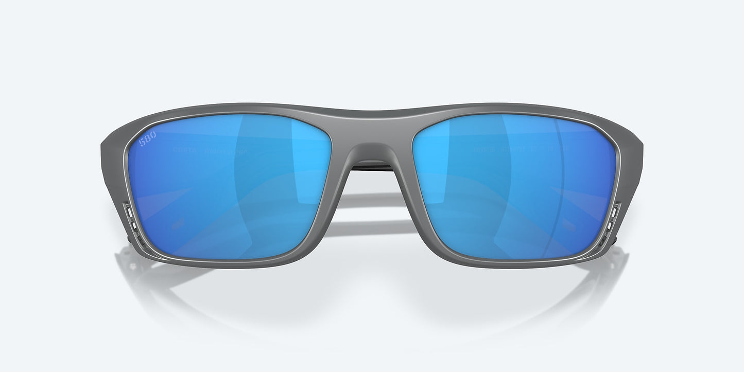 [Blue Mirror Polarized Glass Lenses, Matte Gray Frame]