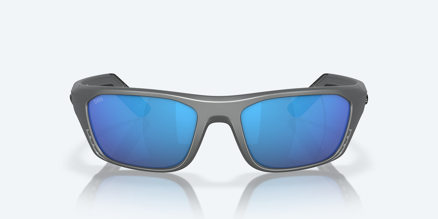 [Blue Mirror Polarized Glass Lenses, Matte Gray Frame]