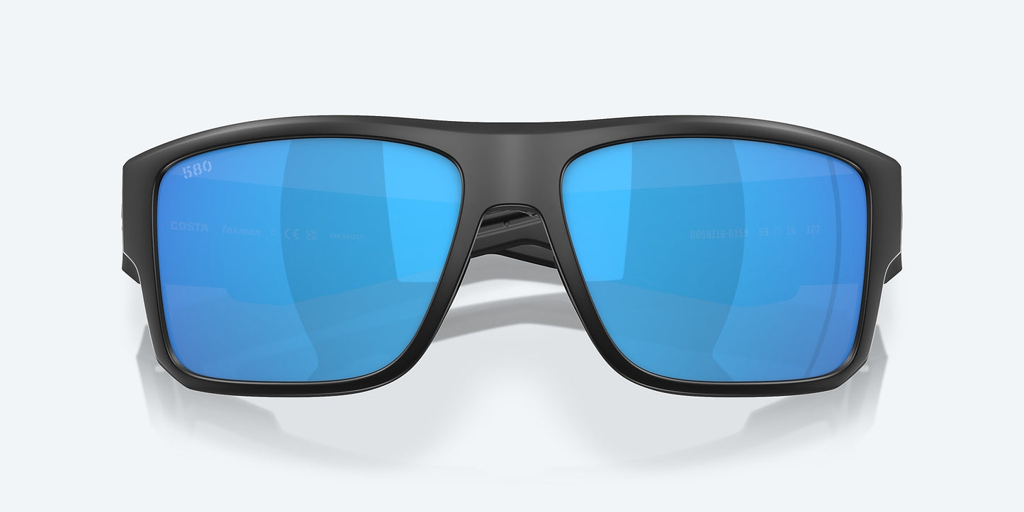 [Blue Mirror Polarized Glass Lenses, Matte Black Frame]