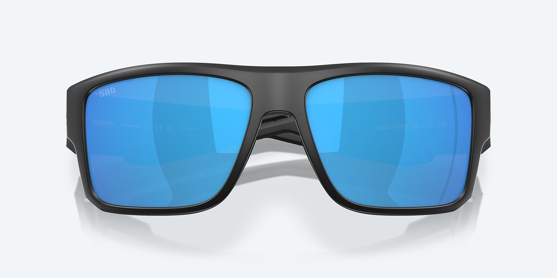 [Blue Mirror Polarized Glass Lenses, Matte Black Frame]