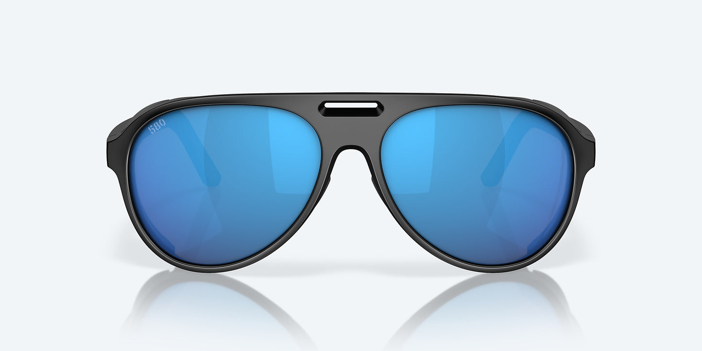 [Blue Mirror Polarized Glass Lenses, Matte Black Frame]