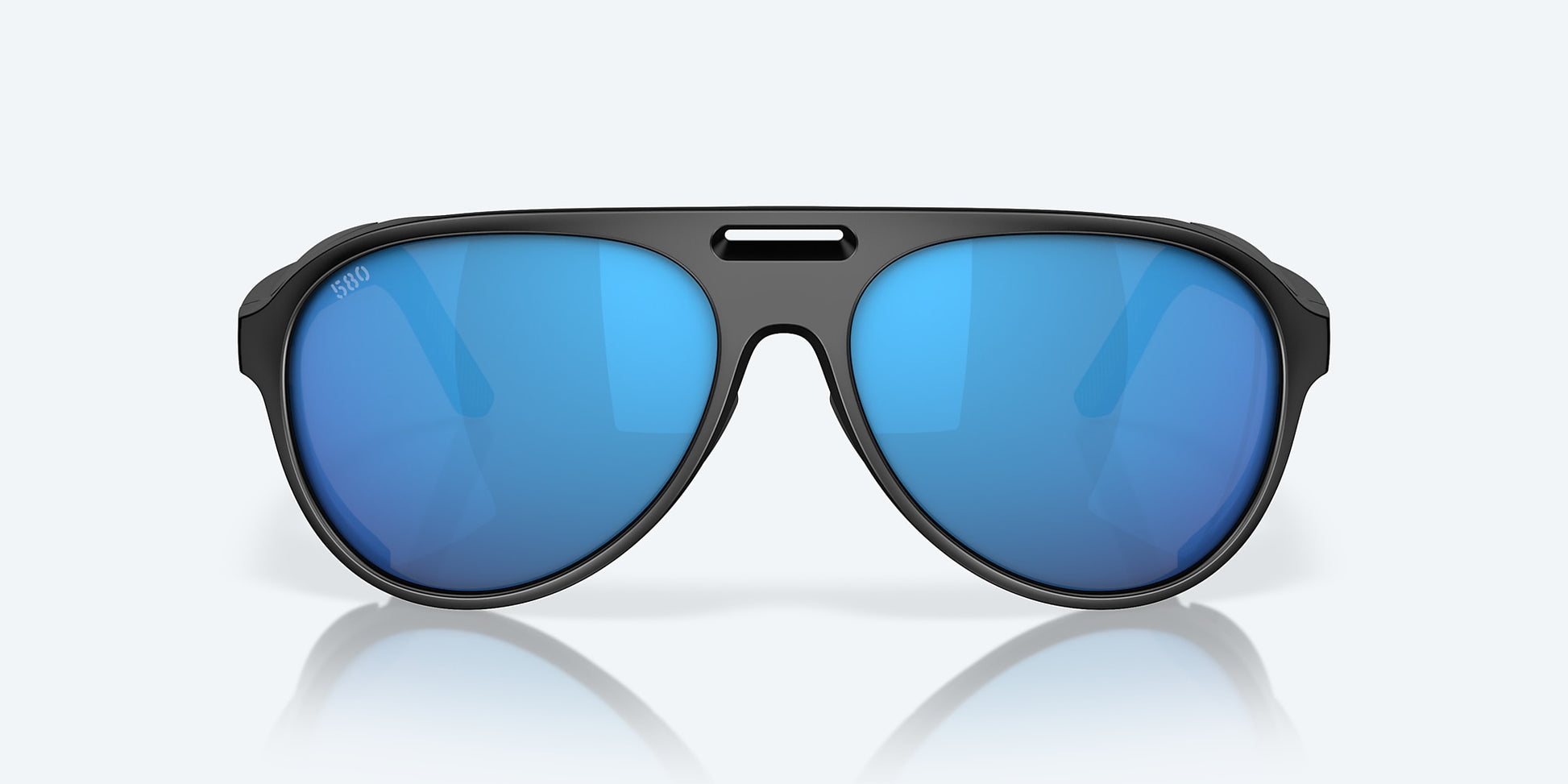 [Blue Mirror Polarized Glass Lenses, Matte Black Frame]