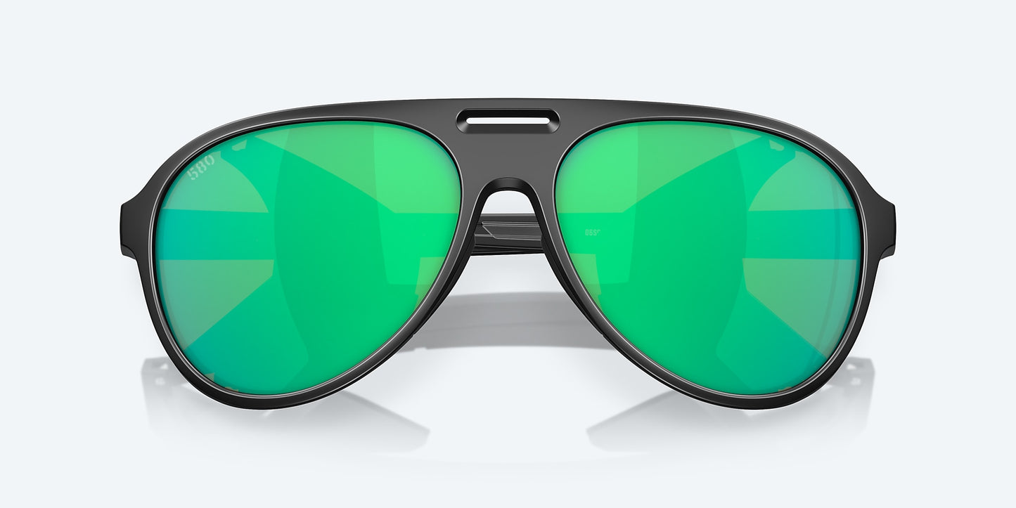 [Green Mirror Polarized Glass Lenses, Matte Black Frame]