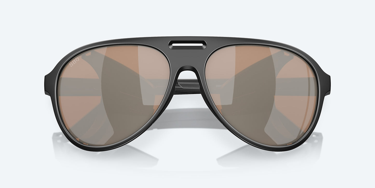 [Copper Silver Mirror Polarized Glass Lenses, Matte Black Frame]