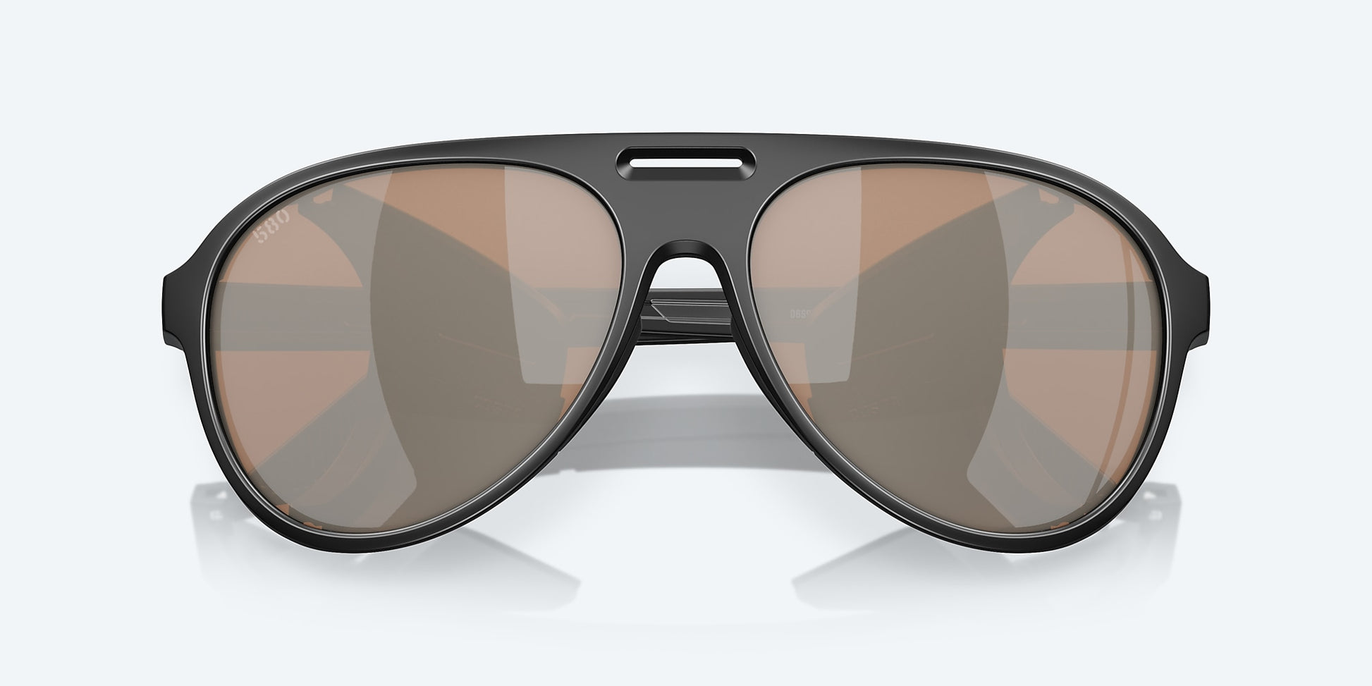 [Copper Silver Mirror Polarized Glass Lenses, Matte Black Frame]