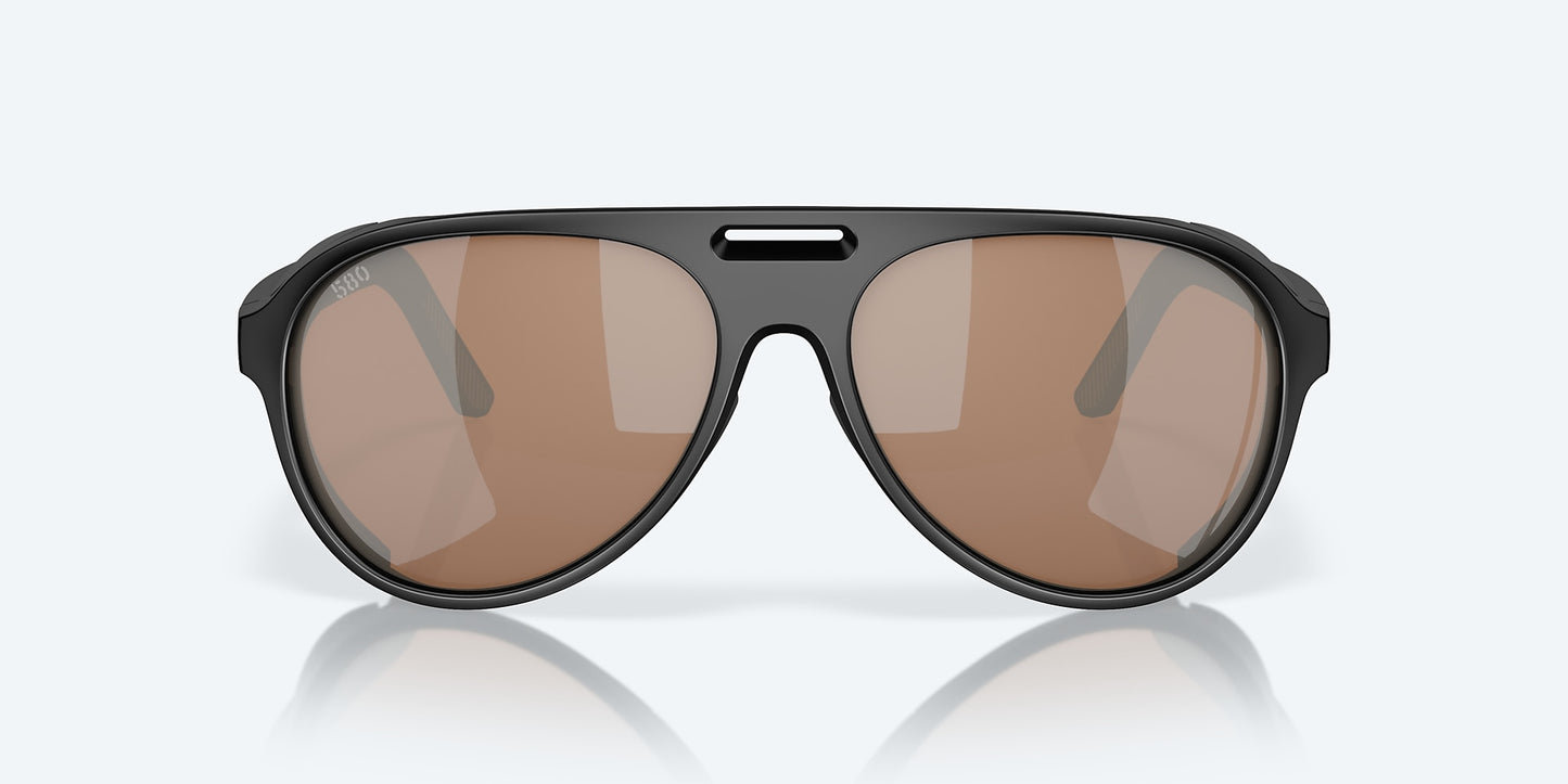 [Copper Silver Mirror Polarized Glass Lenses, Matte Black Frame]