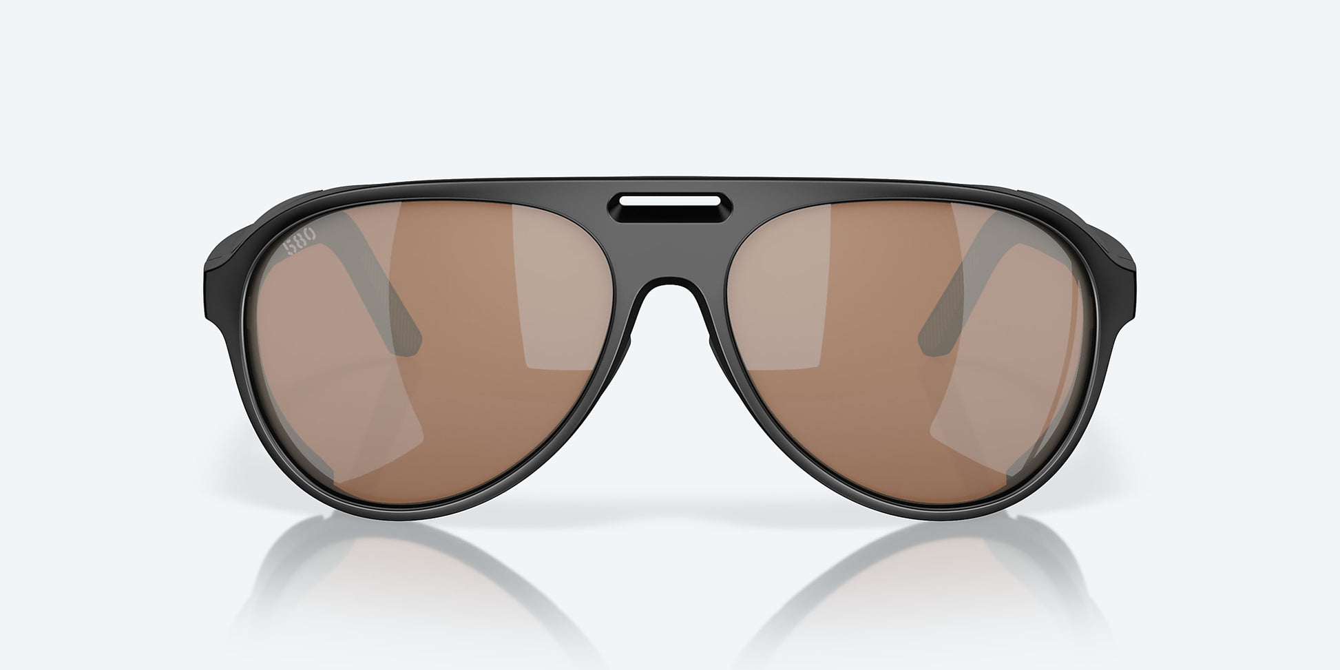 [Copper Silver Mirror Polarized Glass Lenses, Matte Black Frame]