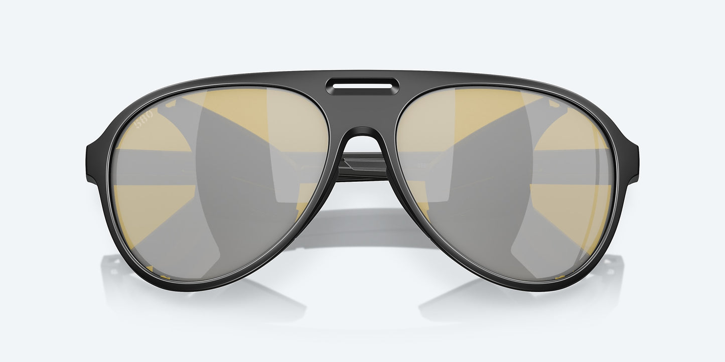[Sunrise Silver Mirror Polarized Glass Lenses, Matte Black Frame]