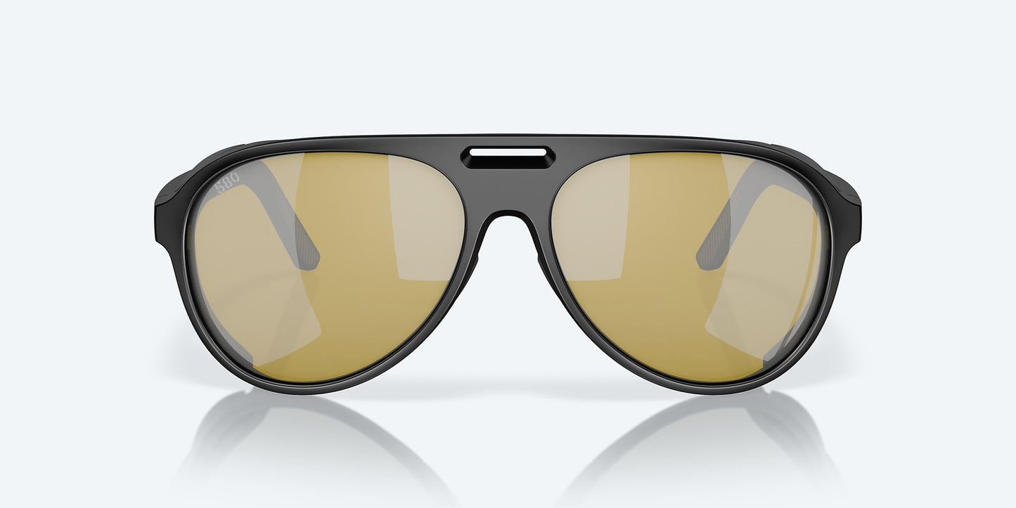 [Sunrise Silver Mirror Polarized Glass Lenses, Matte Black Frame]