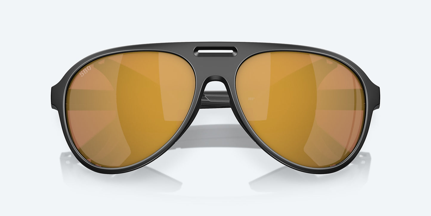 [Gold Mirror Polarized Glass Lenses, Matte Black Frame]