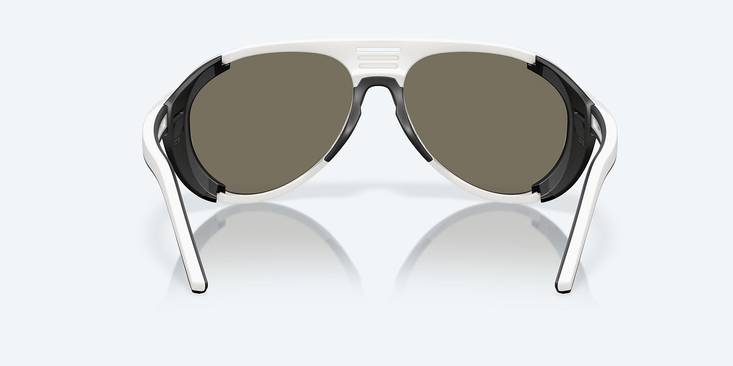 [Blue Mirror Polarized Glass Lenses, Hull White Frame]