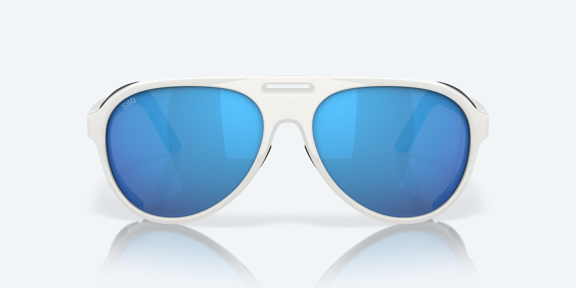 [Blue Mirror Polarized Glass Lenses, Hull White Frame]