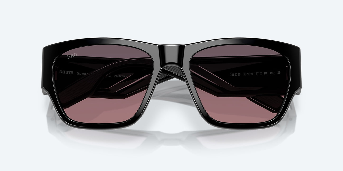 [Rose Gradient Polarized Glass Lenses, Black Frame]