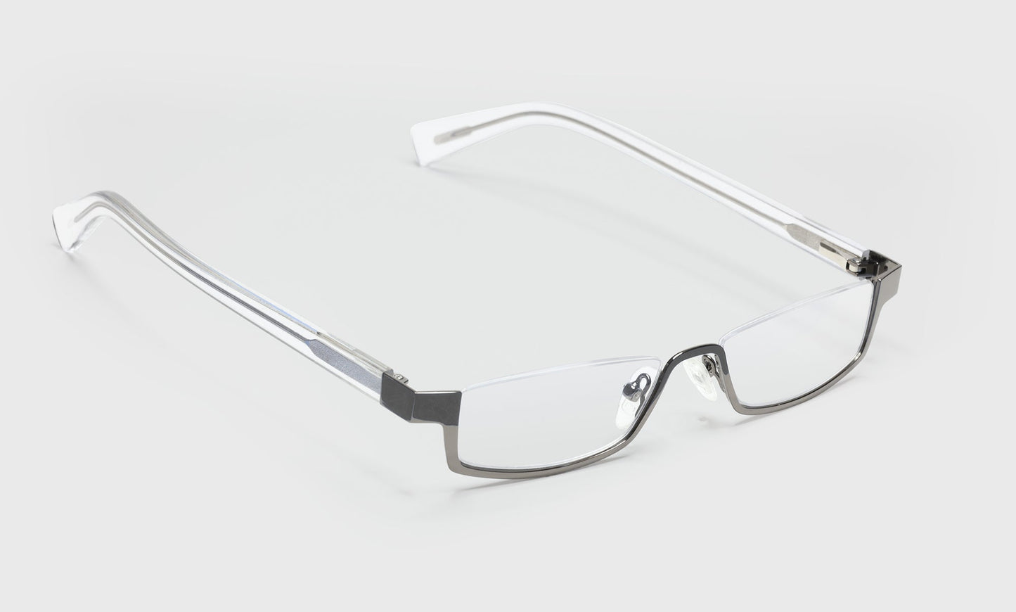 [51 - Shiny Gunmetal Front with Clear Crystal Temples]