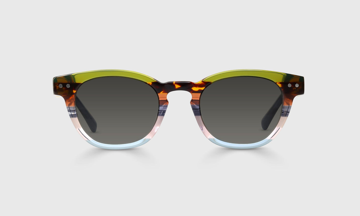 [23 - Earth Tone Stripe Front and Blue Grey Temples]