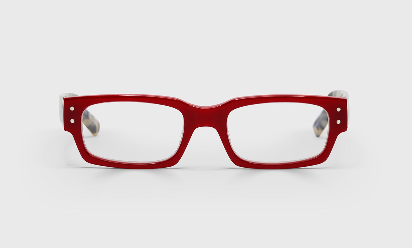 [01 - Red Front with Black & White Tortoise Temples]