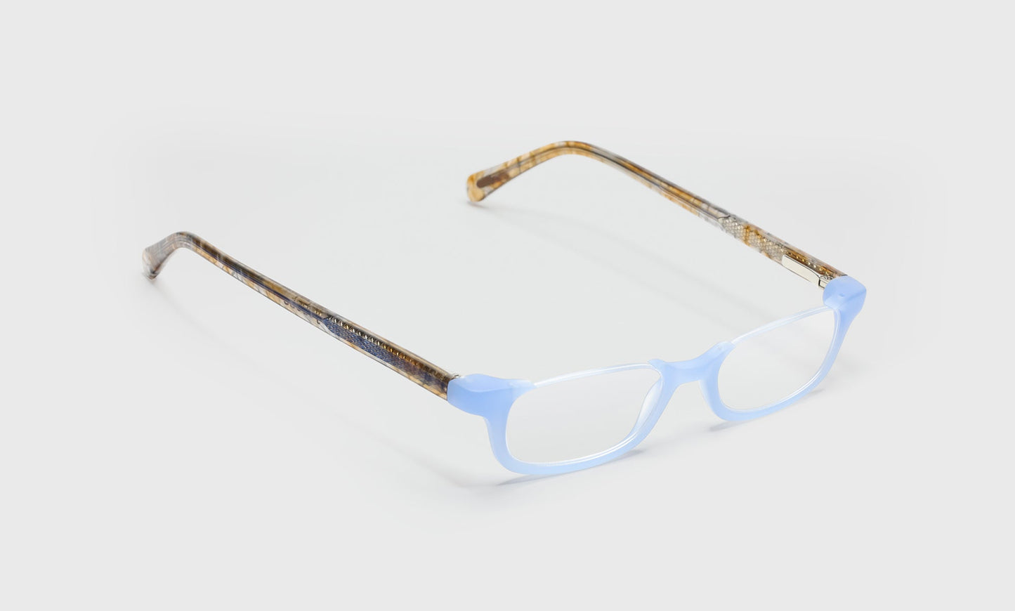 [13 - Milky Blue Front with Brown and Blue Chop Temples]