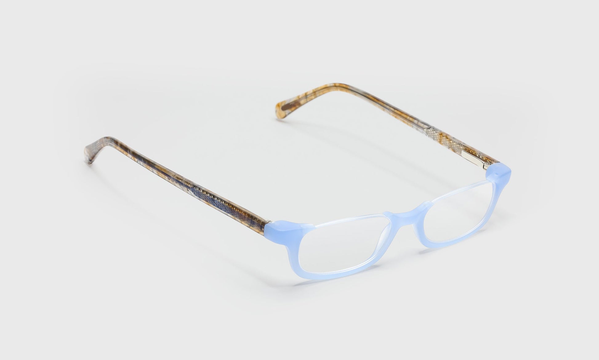 [13 - Milky Blue Front with Brown and Blue Chop Temples]