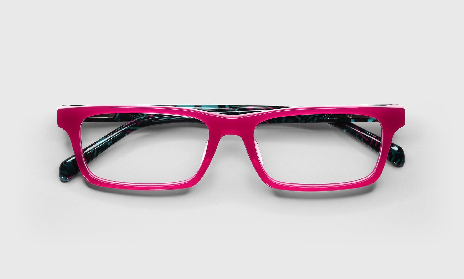 [45 - Fuschia Front and Pink with Teal Zebra Temples]