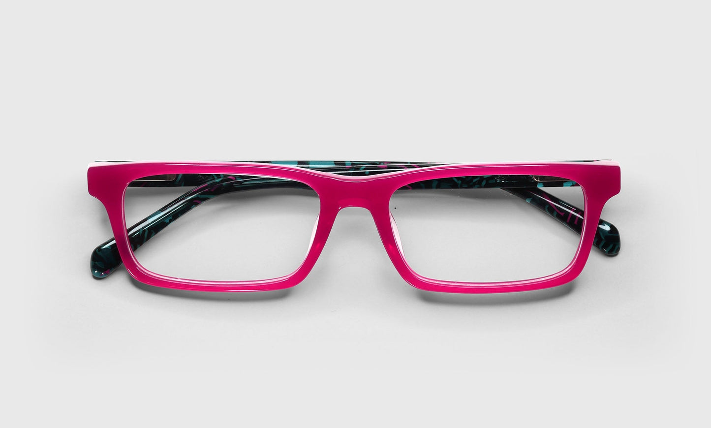 [45 - Fuschia Front and Pink with Teal Zebra Temples]