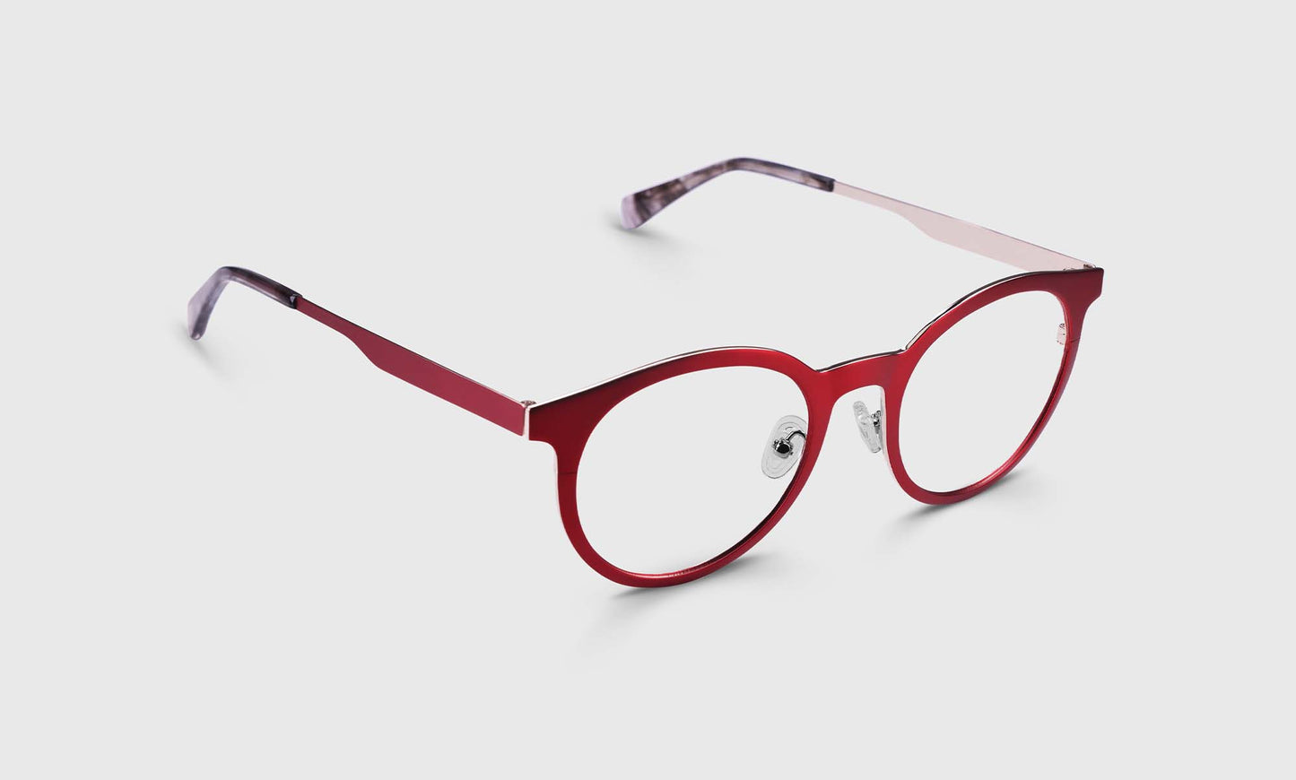 [01 - Satin Matte Ruby Red Metal Front and Temples]