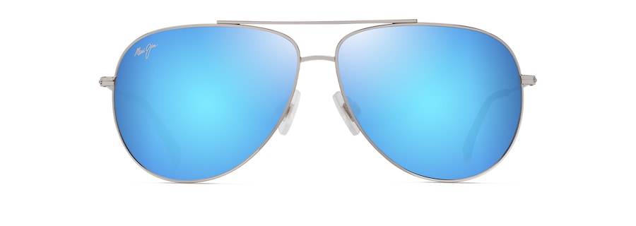[Blue Hawaii Lenses, Shiny Silver With Blue & Green Frame]