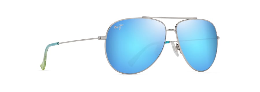 [Blue Hawaii Lenses, Shiny Silver With Blue & Green Frame]