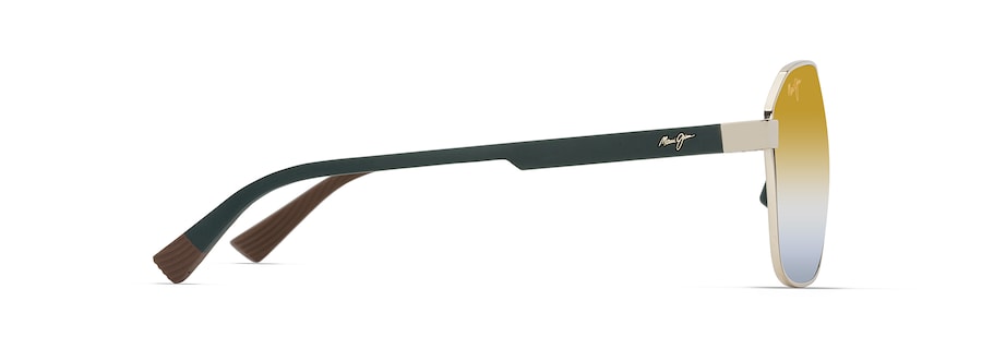 [Dual Mirror Gold To Silver Lenses, Shiny Gold With Green Frame]