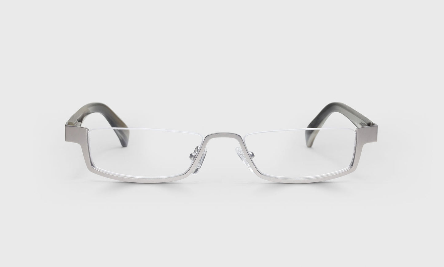 [H1 - Matte Silver Front with Horn Temples]