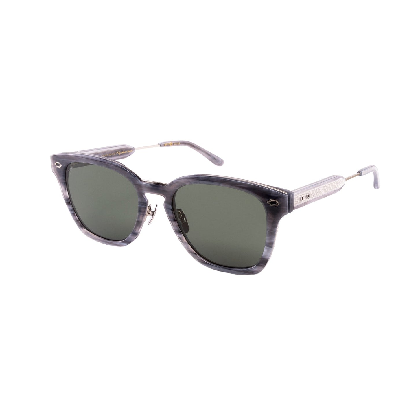 [Blue Smoke / 12k Silver (Green Lenses)]