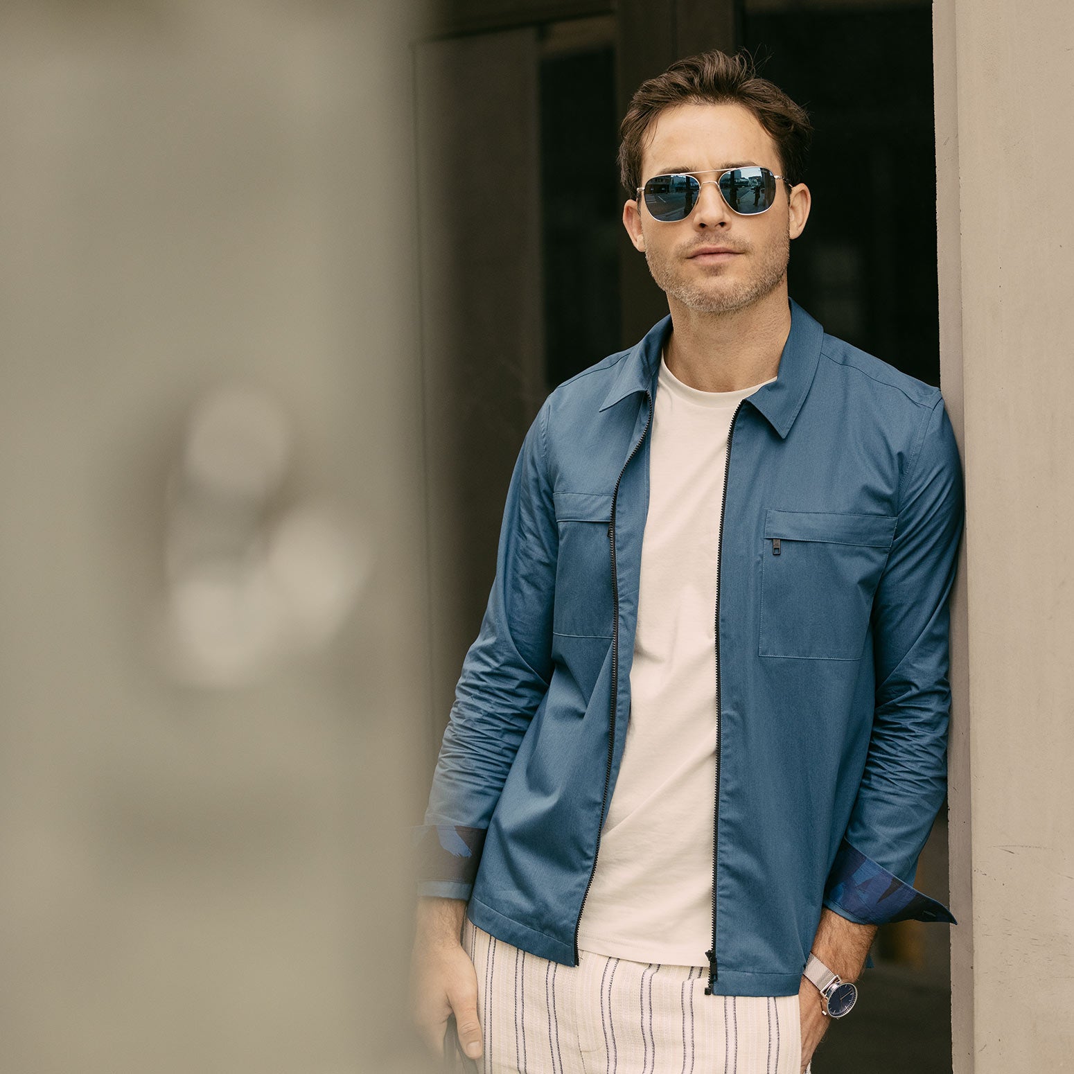 [23k White Gold & Blue Hydro Non-Polarized Glass Lens]